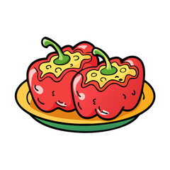 stuffed peppers vector art, stuffed peppers icon, food vector illustration