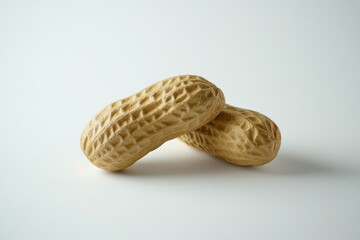 Three whole peanuts with shells in a pile.