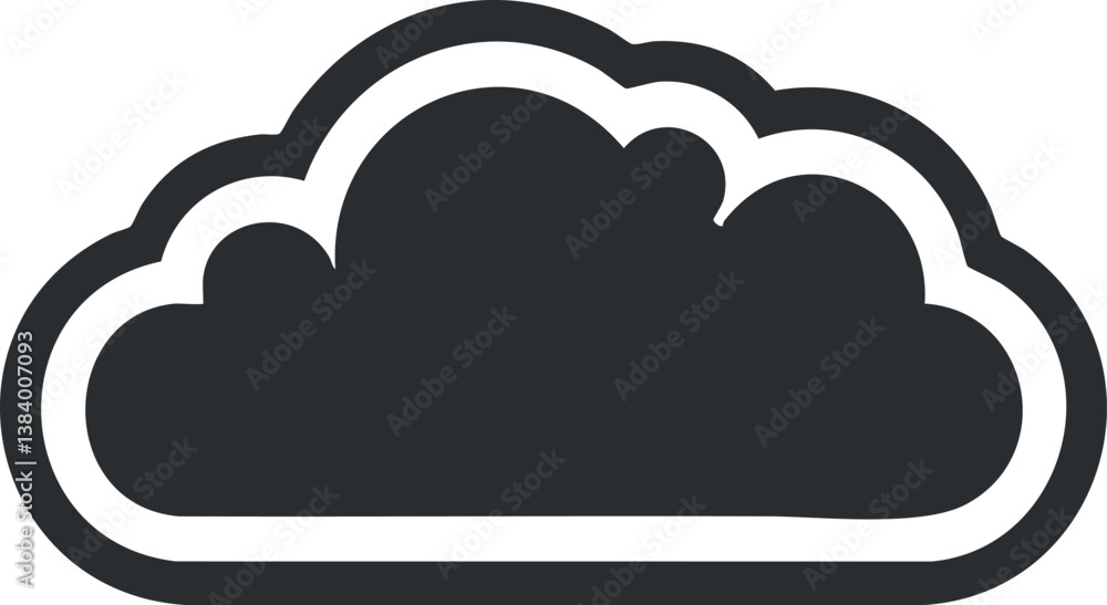 Aufkleber black and white cloud icon representing weather in a simple and minimalistic design.