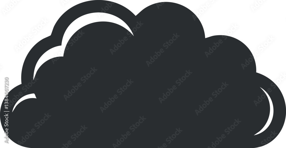 Poster black silhouette of a cloud icon representing weather or atmospheric concepts in a simple style.