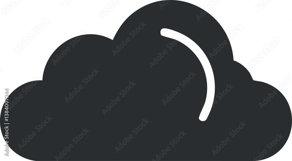 Poster monochrome cloud icon representing weather forecast or overcast conditions in a minimalist style.