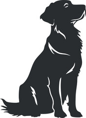 Obraz premium Black silhouette of a sitting dog, showcasing its profile with a simple artistic outline.