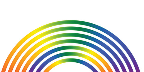  Abstract geometric design featuring symmetrical rainbow-colored curved lines forming arches on a white background. A modern, vibrant, and dynamic composition perfect for digital art and graphic 