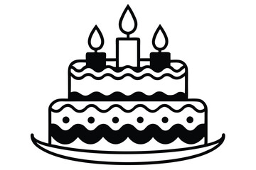Birthday cake vector silhouette, birthday cake icon Celebration and Dessert.