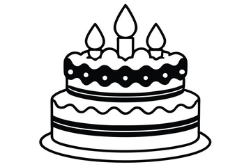 Birthday cake vector silhouette, birthday cake icon Celebration and Dessert.