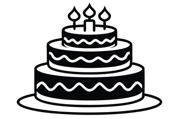 Birthday cake vector silhouette, birthday cake icon Celebration and Dessert.