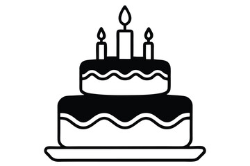 Birthday cake vector silhouette, birthday cake icon Celebration and Dessert.