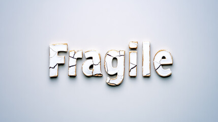 Fragile word showing breakable and delicate material