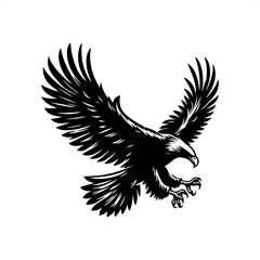 eagle bird silhouette spread wings vector	
