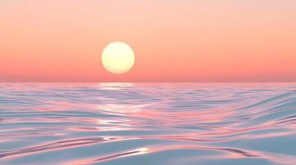 Fototapeta premium Sunset Serenity: A tranquil seascape showcases a vibrant sunset casting a warm glow upon the gently undulating ocean, evoking feelings of peace and serenity.