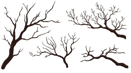 Obraz premium A Set of Tree Branch Vector Illustration Isolated on White Background