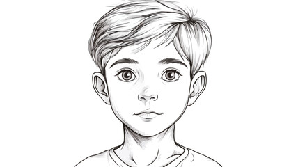 Boy Head Outline for Coloring Vector Illustration Isolated on White Background