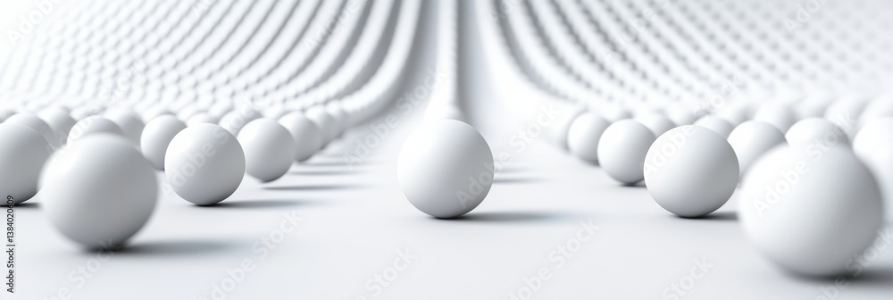 Aufkleber Modern abstract background featuring evenly spaced 3D white spheres with soft depth-of-field and elegant composition