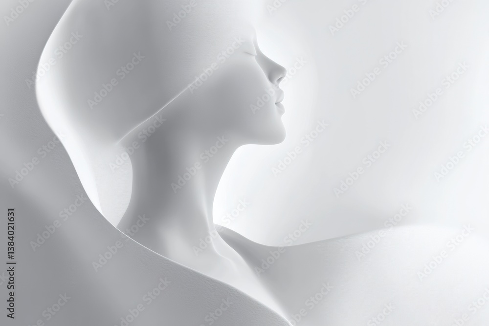 Fototapete Silhouette of a fit body with smooth curves in a soft gradient background showcasing pure elegance and a clean aesthetic