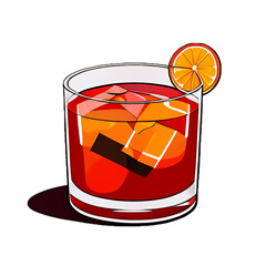 negroni glass drink icon on transparent background