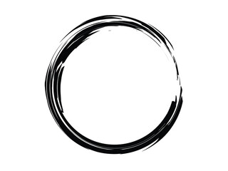 Grunge circle made of black paint using art brush. Grunge circle made of black ink on the white background.