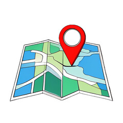 map with pin icon on transparent background