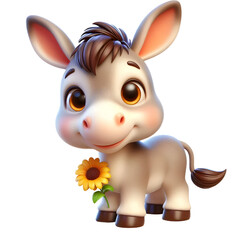 Cute 3d donkey isolated on white background