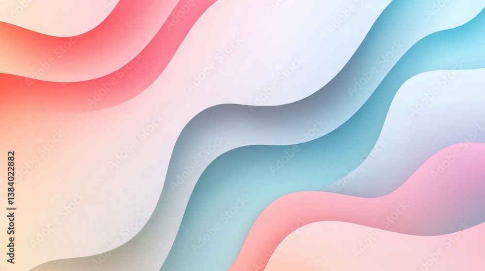 Poster Modern abstract background showcasing layered gradient forms in soft pastel tones with a fluid minimalistic aesthetic for creative projects