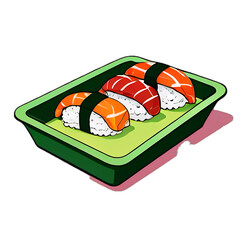 sushi on a plate icon on transparent background