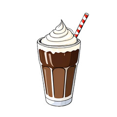 chocolate milkshake icon on transparent background