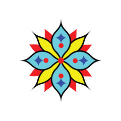 Abstract colorful flower vector illustration design showcases a floral pattern with leaf and star elements, representing nature's colorful art as a decorative logo symbol