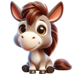 Cute 3d donkey isolated on white background
