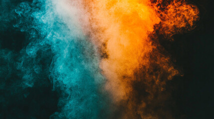 Fototapeta premium Vibrant rainbow gradient with orange, blue, teal, and white in a psychedelic, grainy wave flowing on a black background, symbolizing energy, transformation, and modern digital expression.