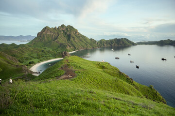 Labuan Bajo, Padar Island - 25 January 2025: Morning Clear blue sky and sea During green session at...