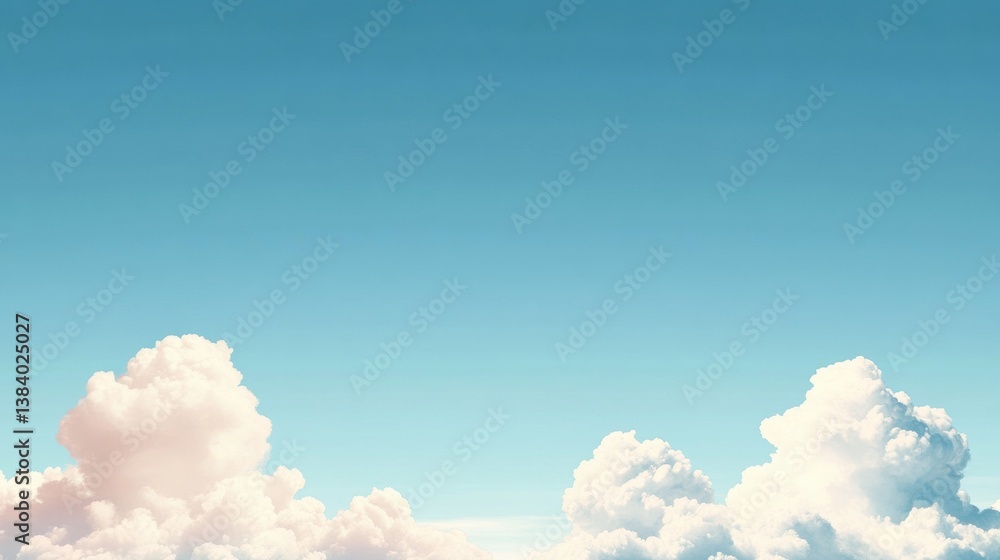 Poster Soft clouds float peacefully in a gradient sky during a calm day, creating a serene atmosphere for viewers to enjoy the beauty of nature