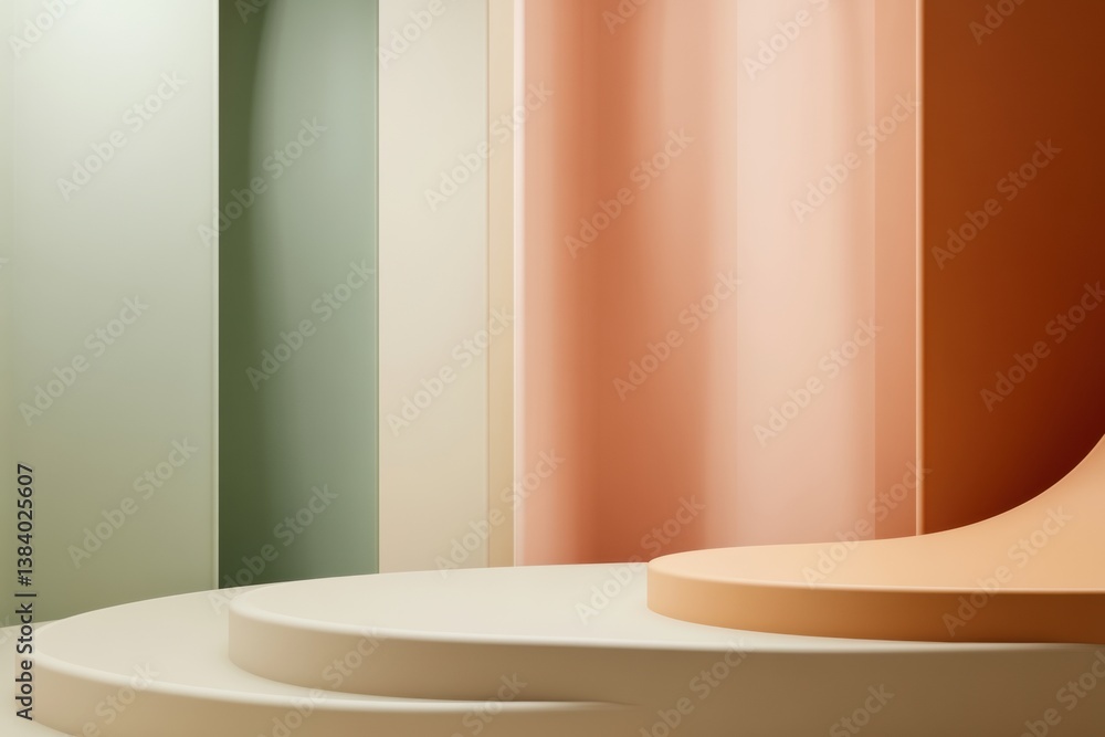 Poster Modern abstract background with layered gradient forms featuring soft pastel tones in a fluid design aesthetic for a creative space