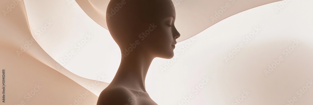 Aufkleber elegant silhouette of a fit body with smooth curves against a soft gradient background in a clean, m