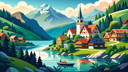 Fototapeta premium Beautiful lake in the Black Forest surrounded by lush greenery and quaint villages, Titisee, Germany, Black Forest, Lake