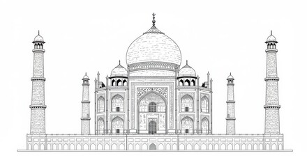 Taj Mahal Line Art Illustration