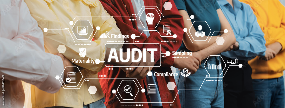 Aufkleber a diverse group of professionals stands confidently together, embodying collaboration in the audit p