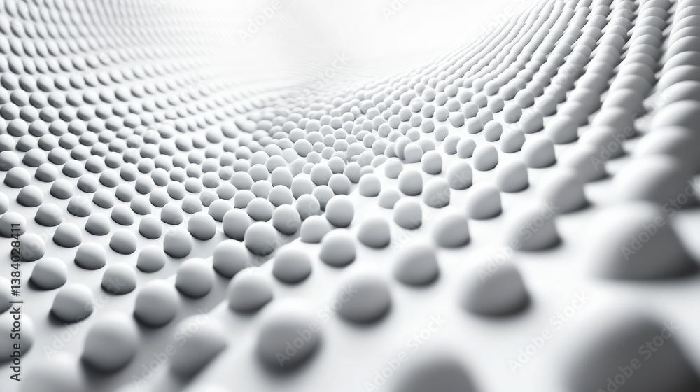 Aufkleber Modern abstract background featuring evenly spaced 3D white spheres with soft depth-of-field in a clean and elegant composition