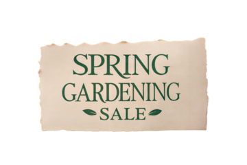 Spring Gardening Sale Announcement on Rustic Background  