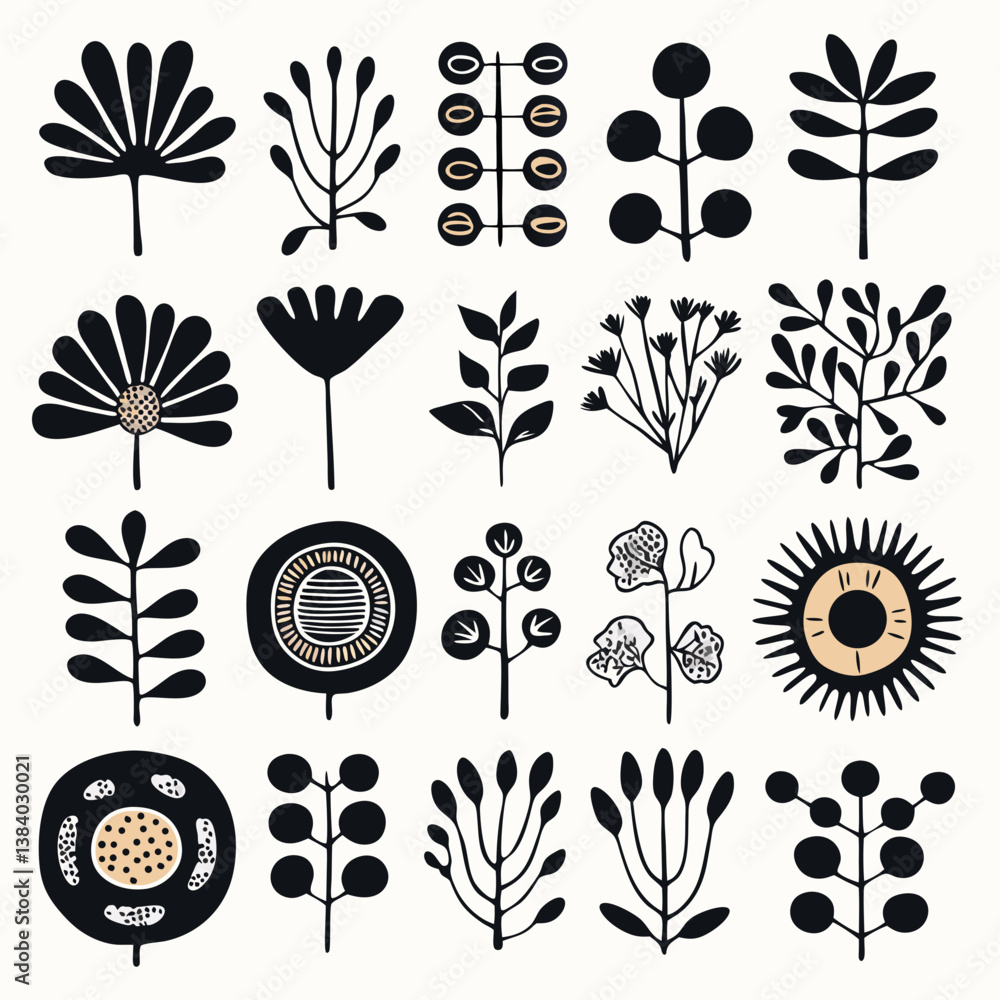 Poster botanical illustrations: an array of meticulously crafted botanical illustrations showcasing unique 