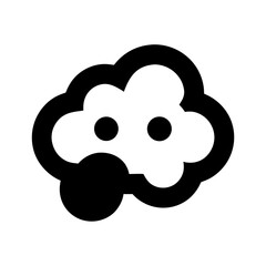A playful cloud character with big eyes and a surprised expression in a bold black and white design. © Sapla