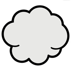 A whimsical fluffy cloud dreaming peaceful dreams in a light grey tone with a bold black outline.