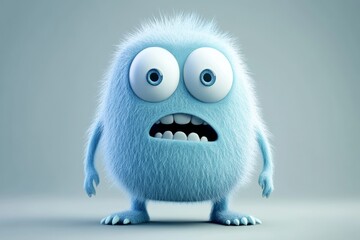 Fototapeta premium Adorable cartoon monster with exaggerated expressions and a humorous atmosphere in 3d style