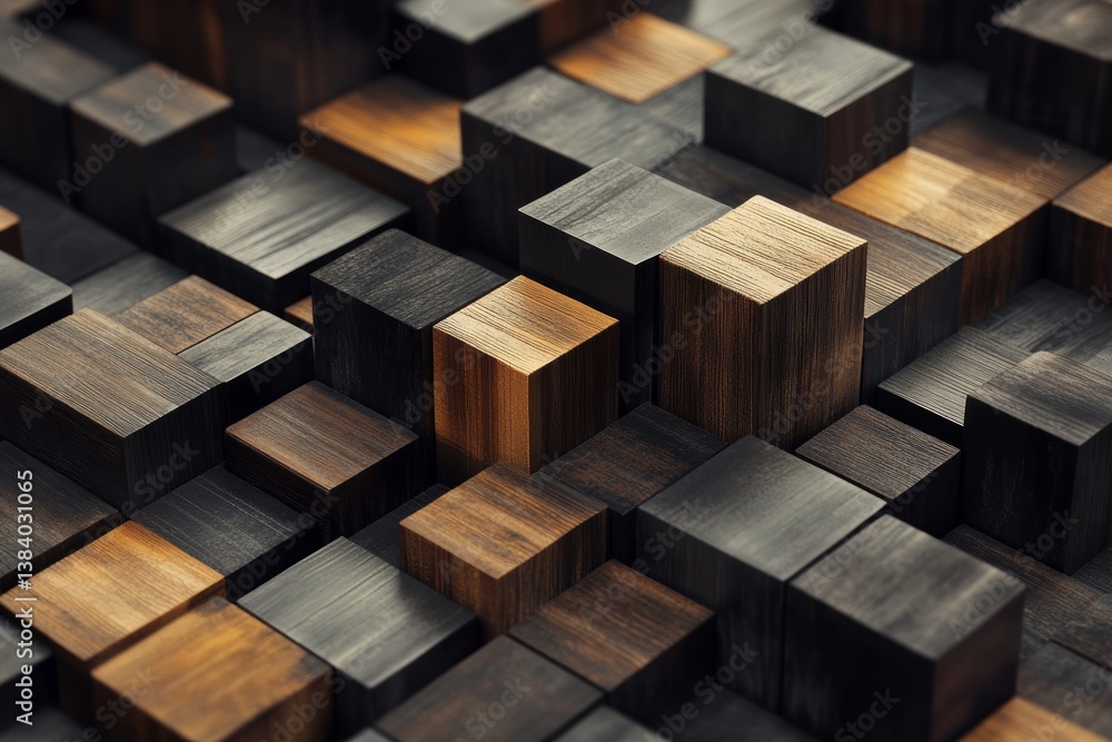 Poster intricate arrangement of wooden blocks creating an appealing and textured abstract background design