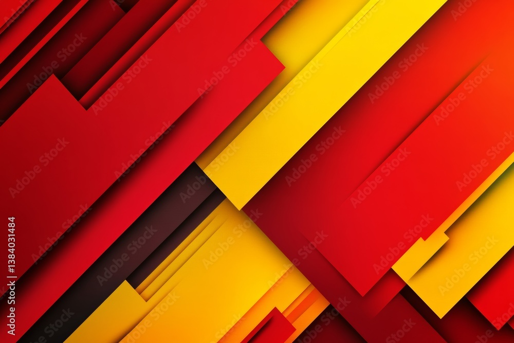 Poster abstract geometric background featuring red and yellow diagonal paper shapes in a creative design