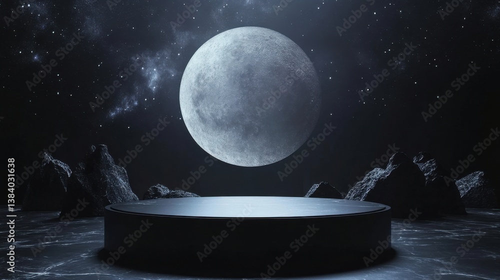 Poster a stage with a moon in the background