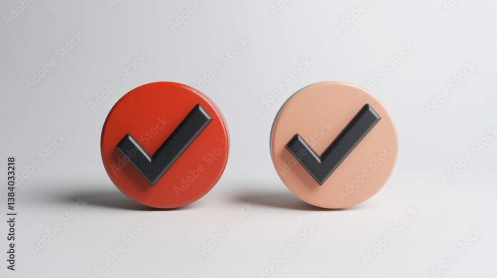 Poster a pair of buttons with a tick and a check mark