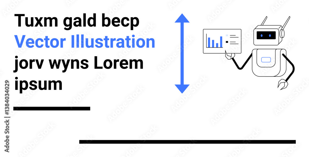 Aufkleber robot holding a data chart for analysis. includes arrows and text elements emphasizing data flow and