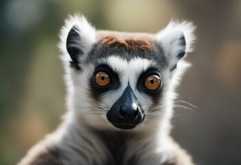Obraz premium lemur portrait catta sitting young animal mammal grey holland madagascar together adult monkey big eye park looking behaviour primate black outdoors forest captivity fur front view resting endangered