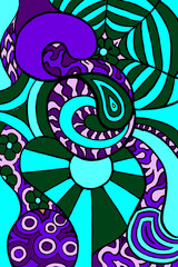 a trippy pattern inspired by the 1960's. using cold colours