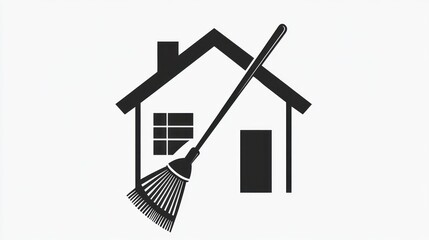 House cleaning service, broom, home, simple icon