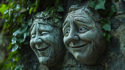 Obraz premium Selecting happy emotion. Smiling face and sad face block. 